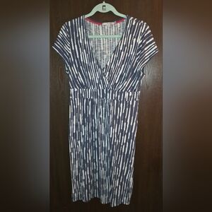 Boden Navy and White Patterned Midi Dress